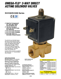 Thumbnail of document Data Sheet - SV4108 3-Way, NO, NC, Direct Acting, Brass, Solenoid Vavles